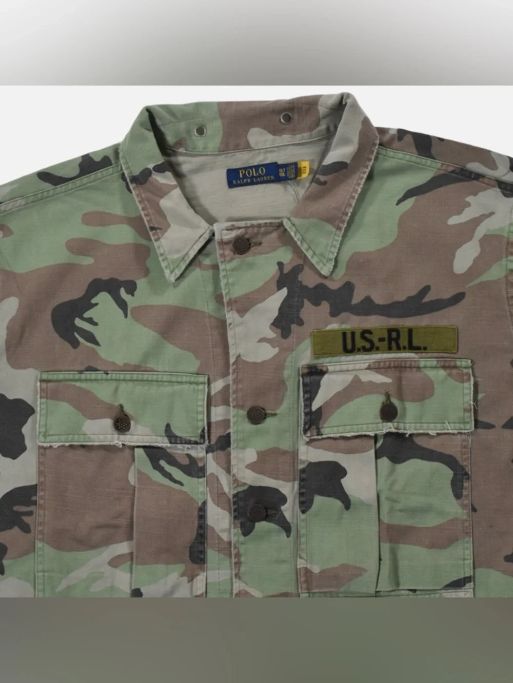 NWOT Polo Ralph Lauren Denim Camo Camoflauge Trucker Jacket US-RL Patch 2XB